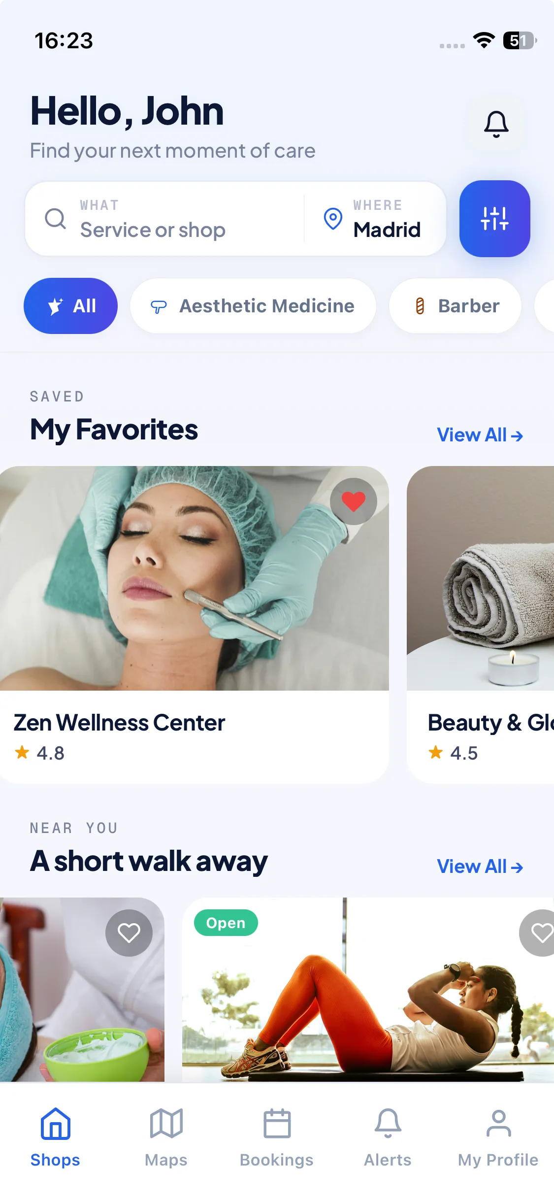 Application client Rizervia — trouver et réserver des services près de chez soi